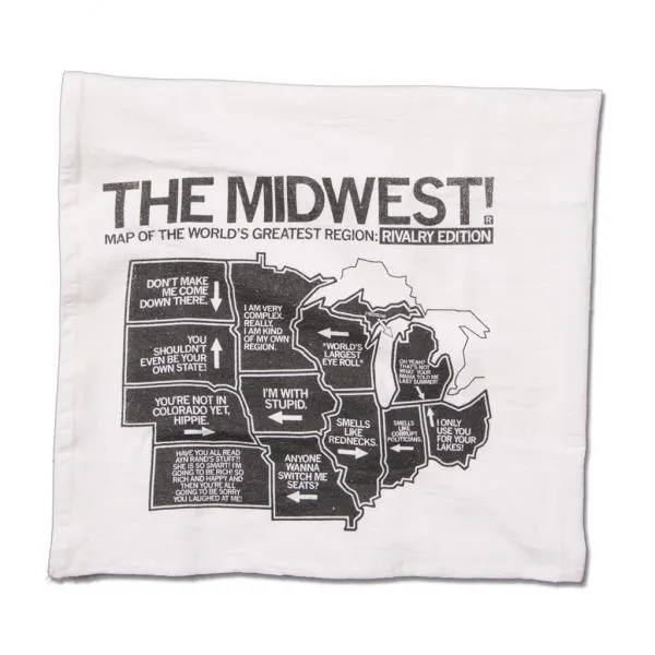 Midwest Rivalry Map Kitchen Towel