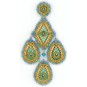 Miguel Ases  Ocean Soft Blue and Mint Gold Teardrop Earring