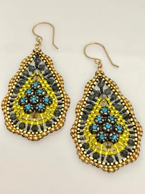 Miguel Ases Swarovski and Miyuki Earrings with Silver Rondells