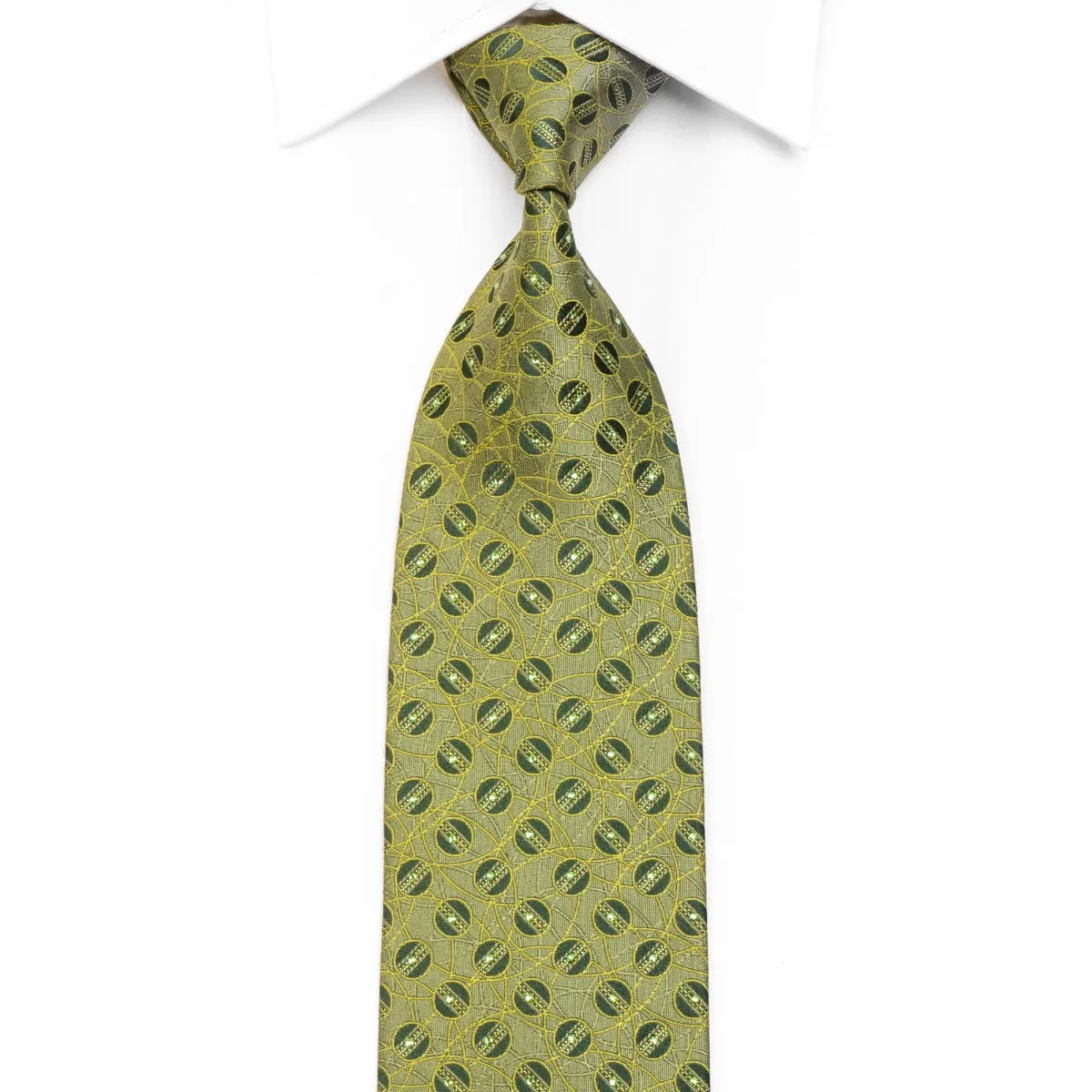 Mila Schon Men's Rhinestone Necktie Geometric On Green With Gold Sparkles