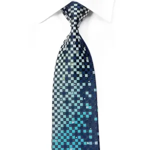 Mila Schon Rhinestone Necktie Teal Purple Checker On Navy With Sparkles Rhinestone Necktie Teal Purple Checker On Navy With Sparkles