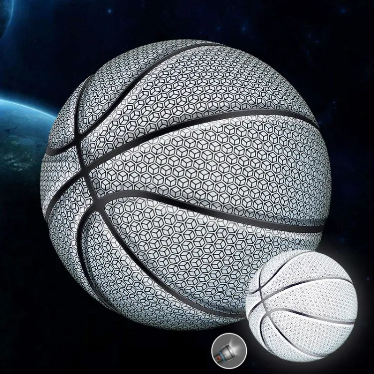 MILACHIC Number 7 Holographic Reflective Basketball Visible at Night Rainbow Star Basketball(White Lingge 6726)