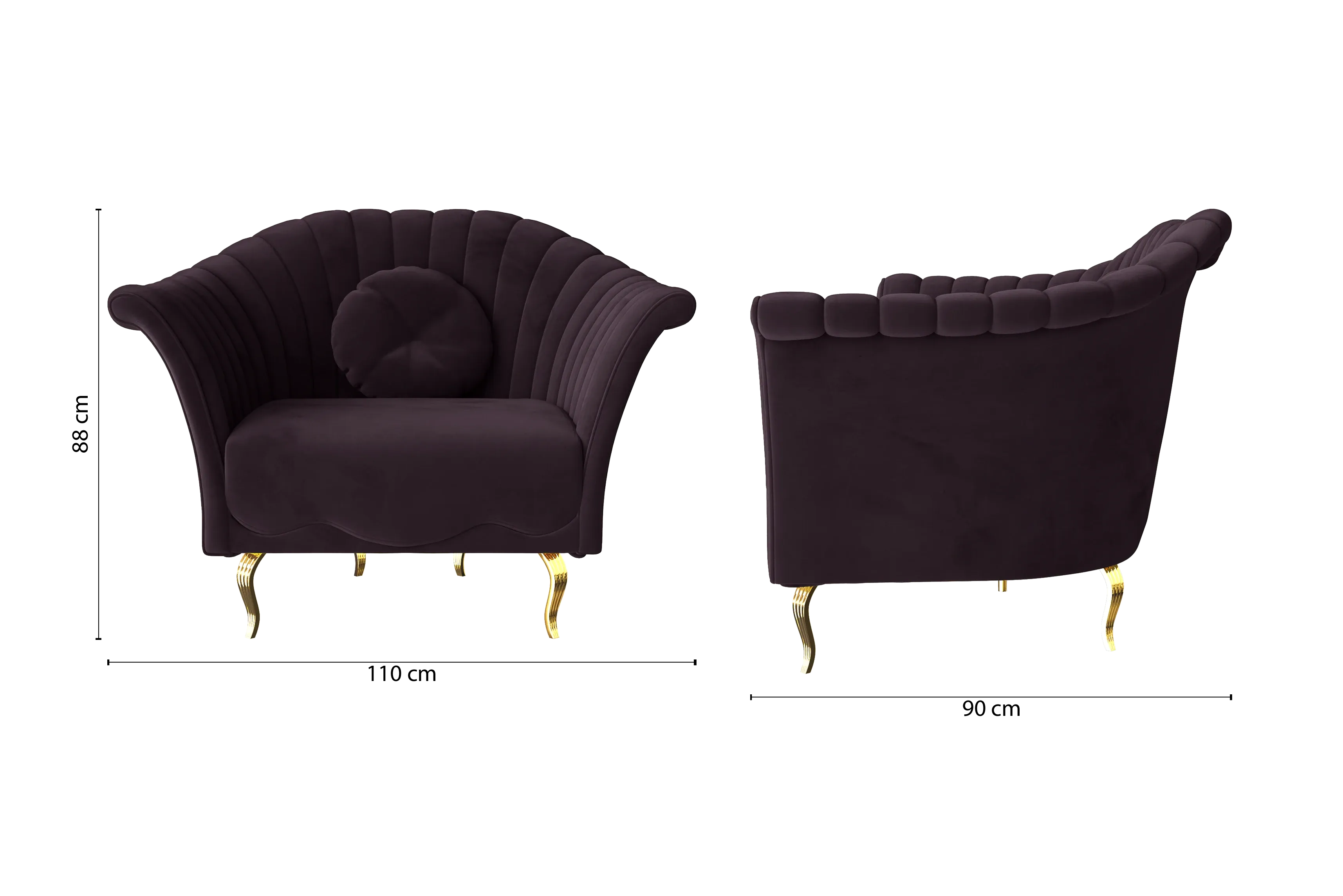 Milan Armchair Purple Velvet