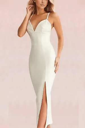 Milan Bandage Midi Dress - Pearl White