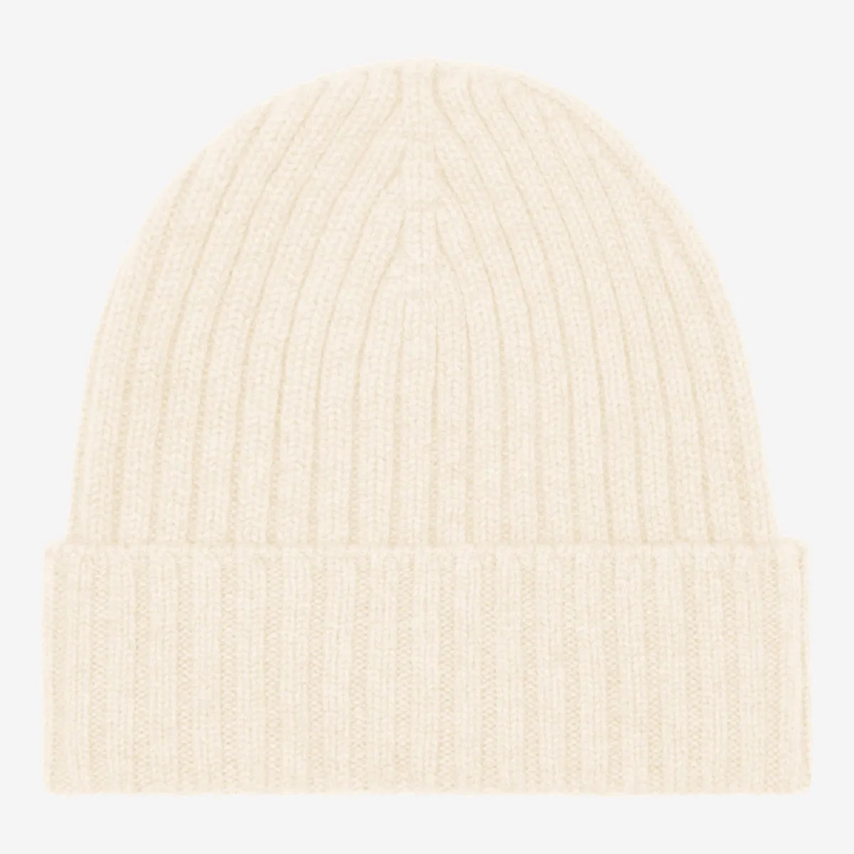 Milano (cream) - 100% cashmere ribbed beanie (unisex)