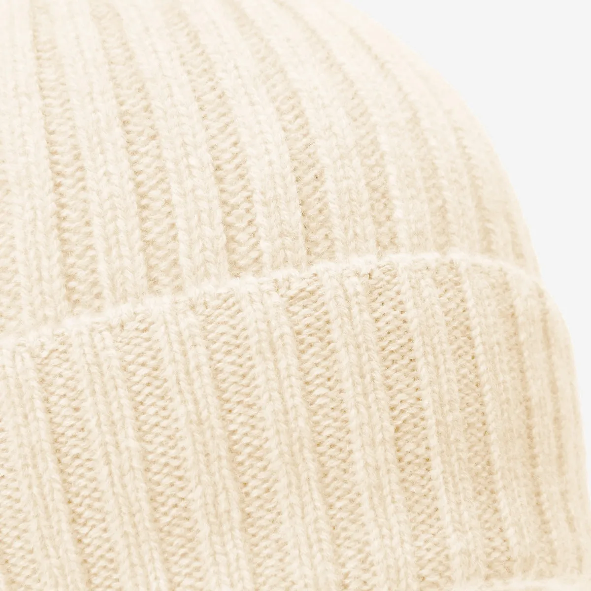 Milano (cream) - 100% cashmere ribbed beanie (unisex)