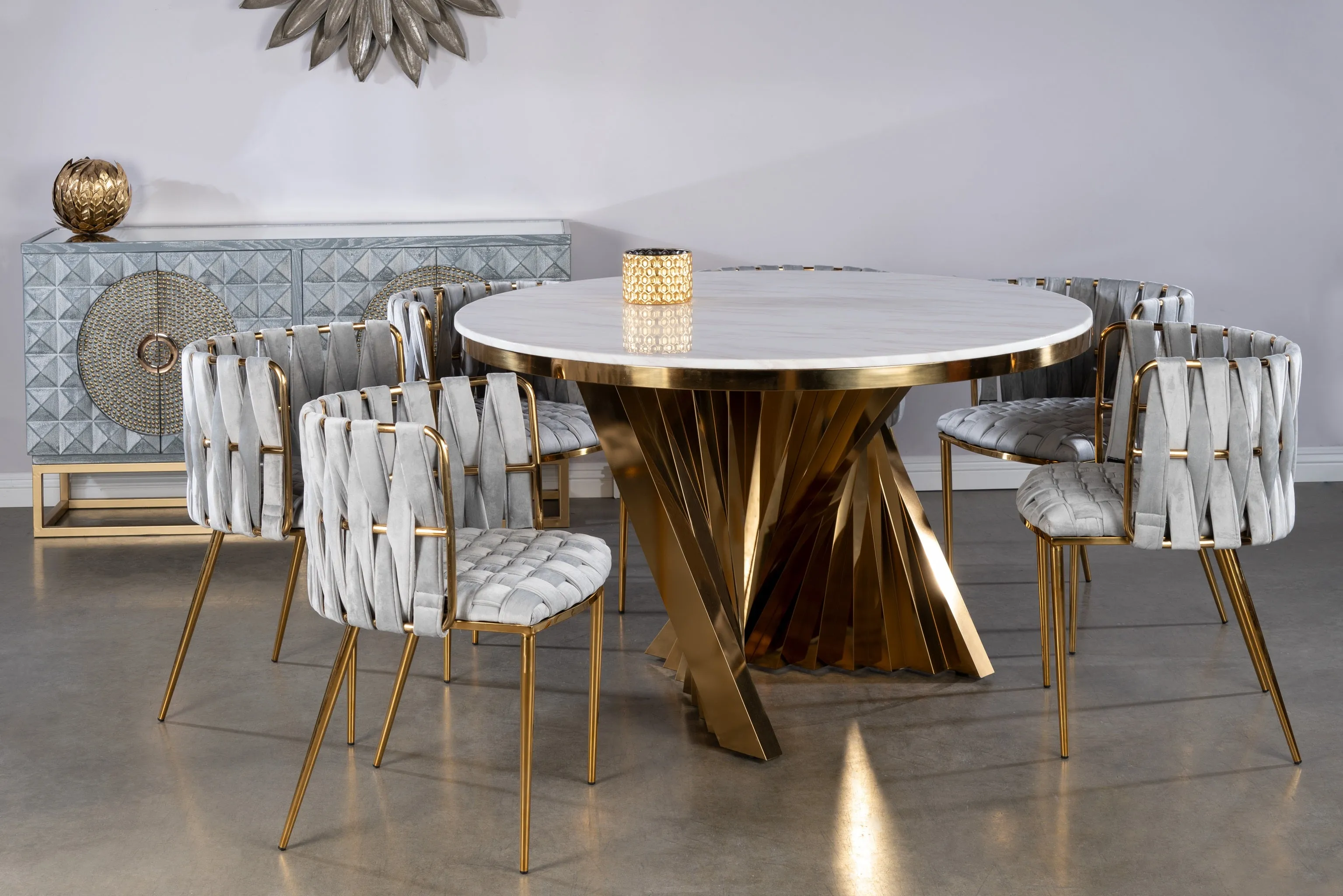 Milano Dining Chair in Gray and Gold