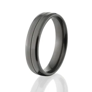 Milgrain Black Zirconium Rings, Womens Black Rings