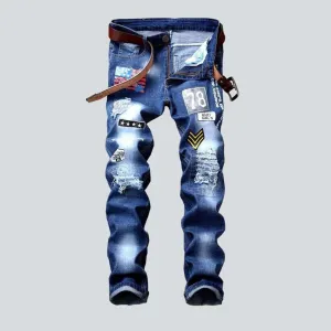 Military embroidery jeans for men