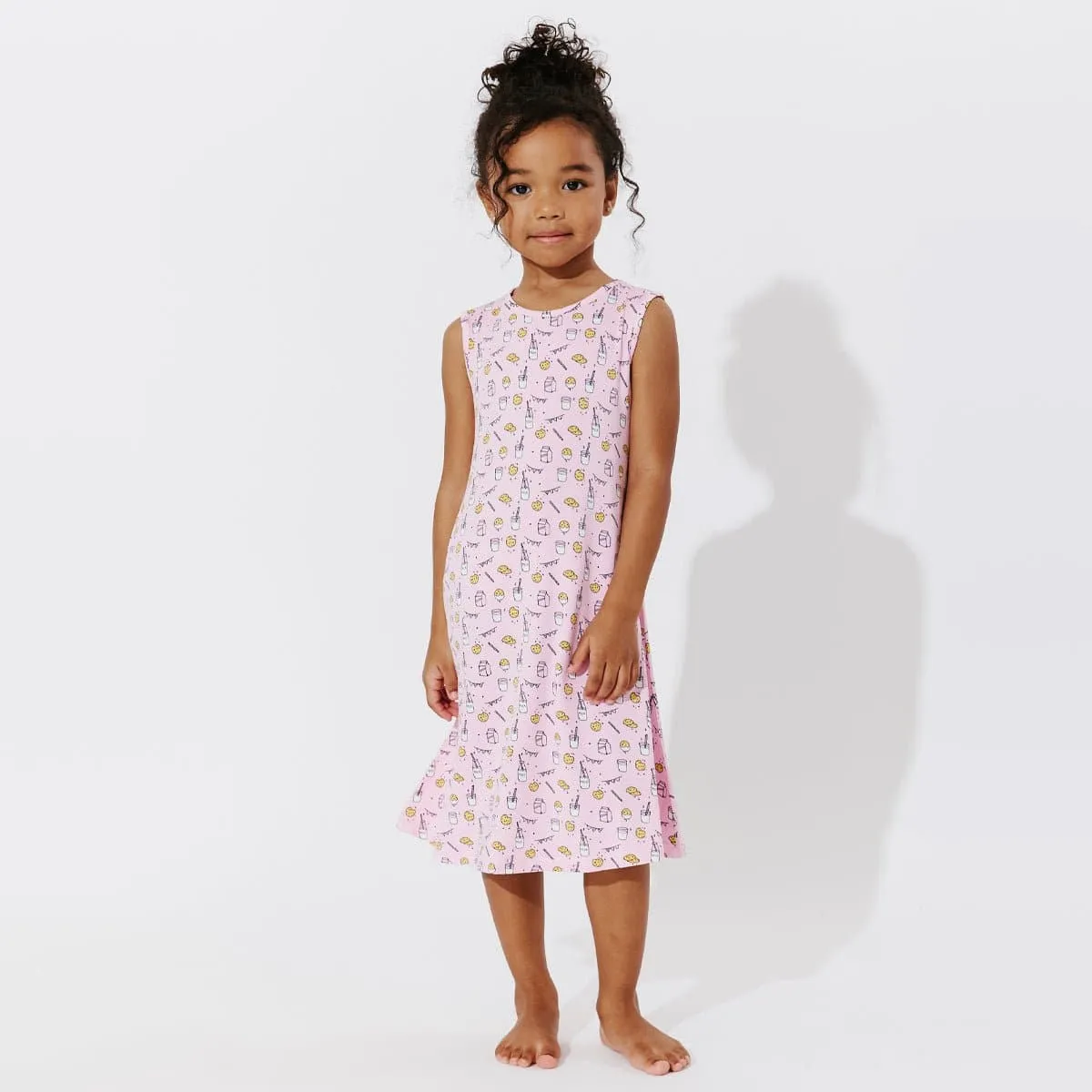 Milk & Cookies Pink Bamboo Girls' Sleeveless Dress