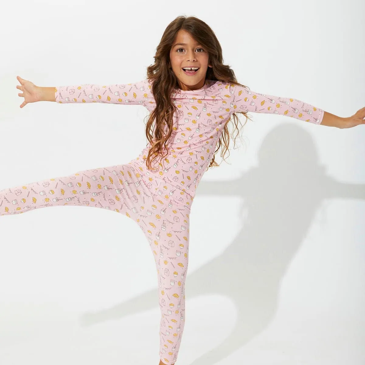 Milk & Cookies Pink Bamboo Kids Pajamas