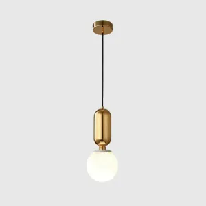 Milky Glass Ball Pendant Lamp - Simplicity 1-Bulb Fixture for Living Room Lighting