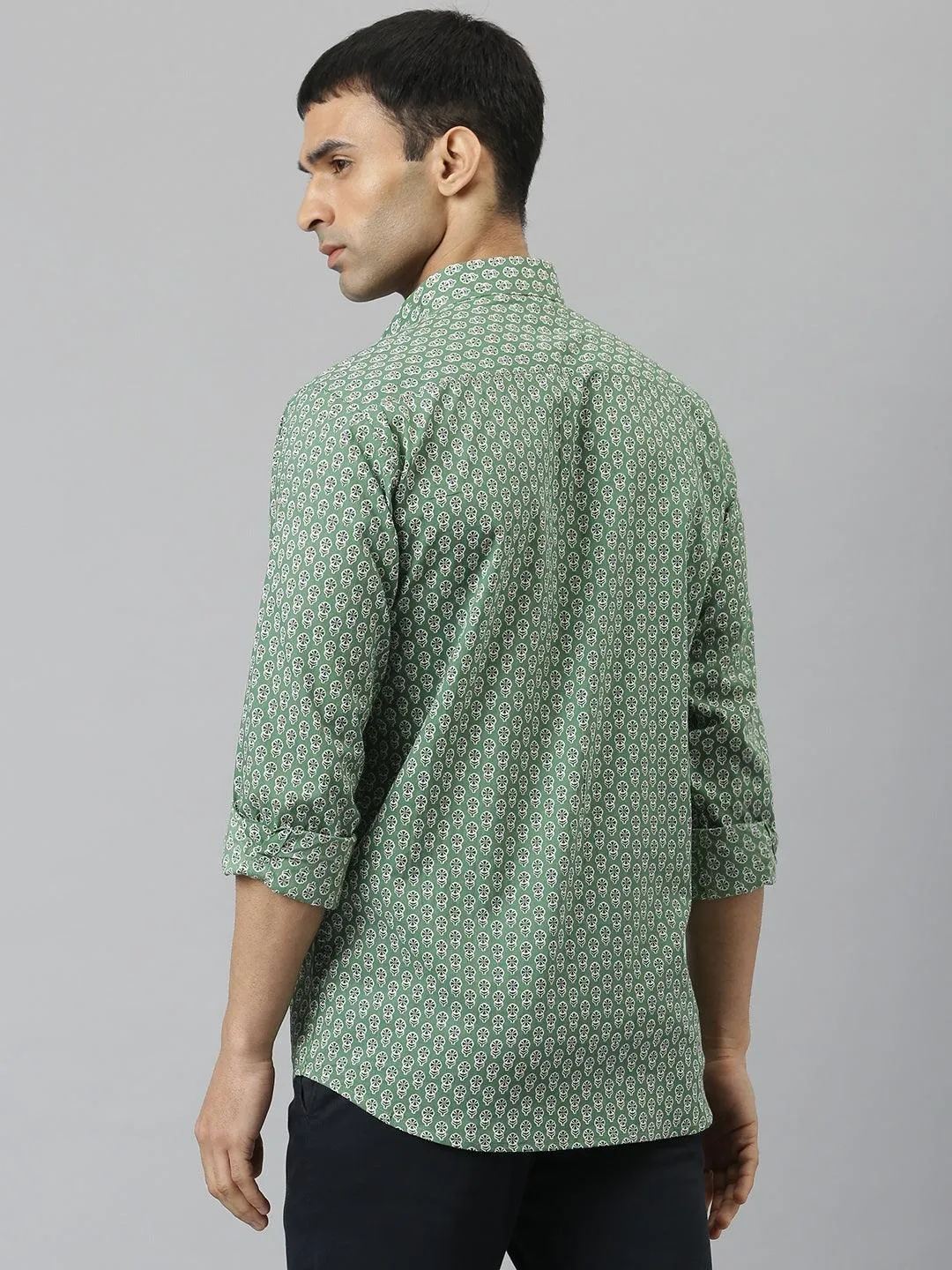 Millennial Men Green & White  Cotton  Full Sleeve  Shirt for Men-MMF0290