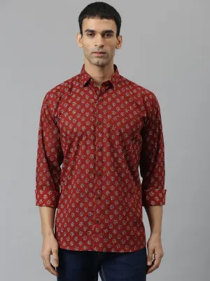 Millennial Men Maroon & Blue  Cotton  Full Sleeve  Shirt for Men-MMF0279