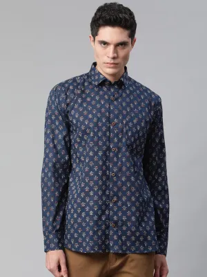 Millennial Men Navy  & White  Cotton  Full Sleeve  Shirt for Men-MMF0286