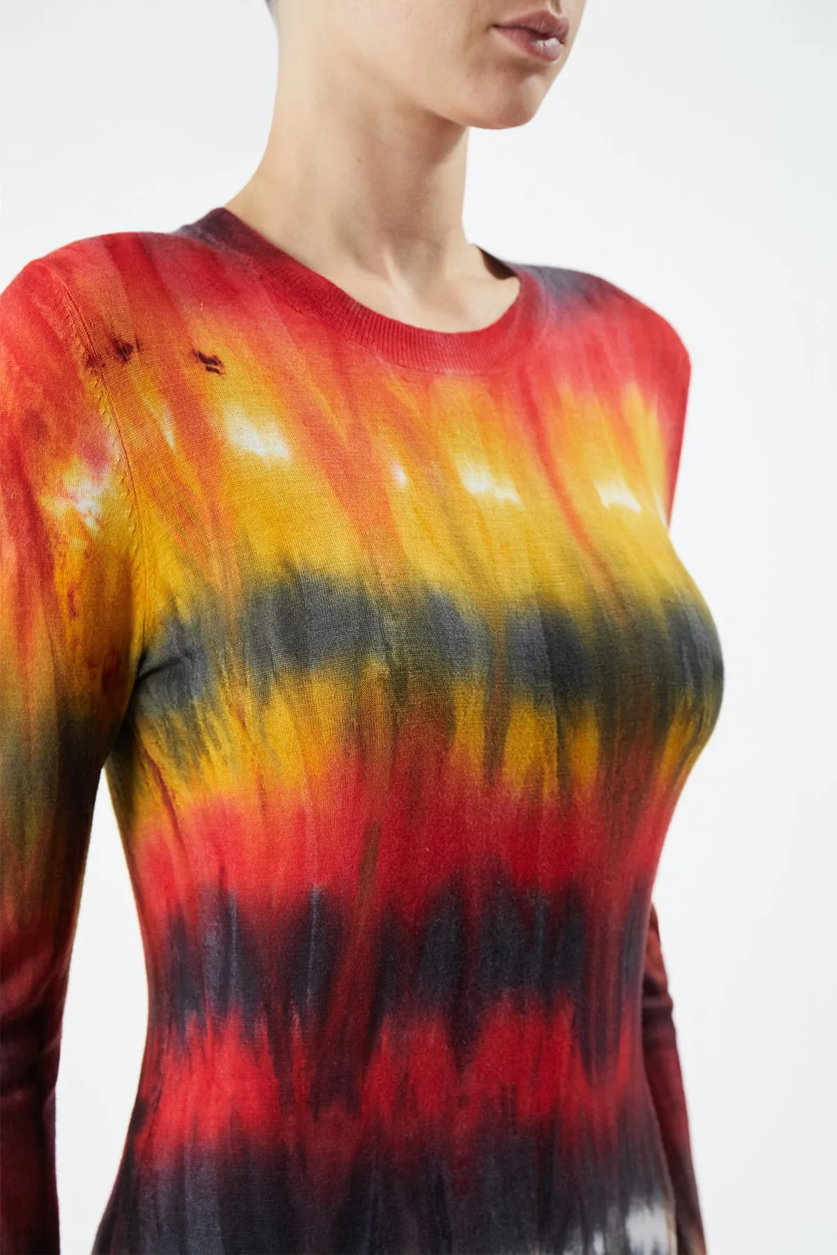 Miller Knit Sweater in Fire Tie Dye Cashmere