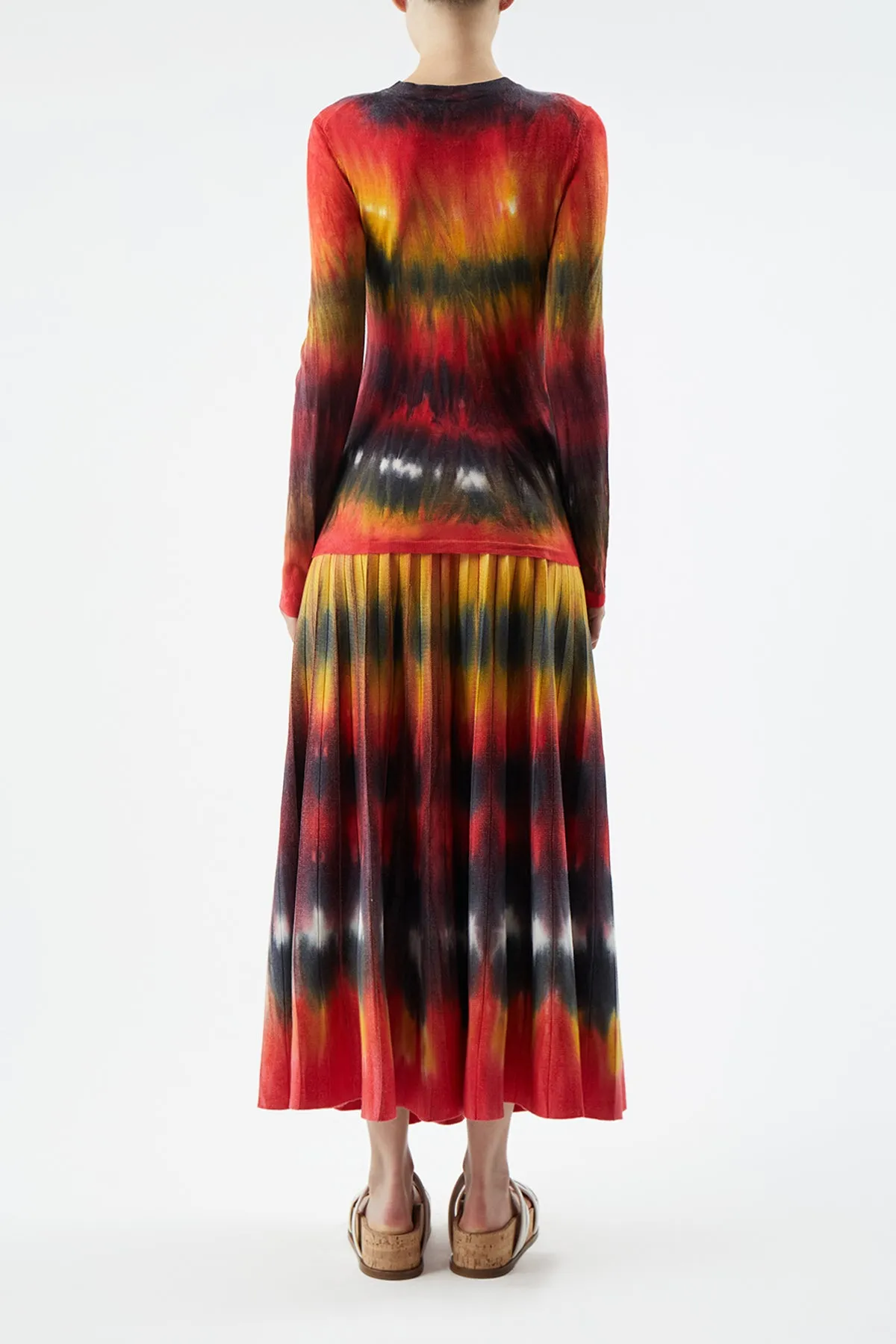 Miller Knit Sweater in Fire Tie Dye Cashmere