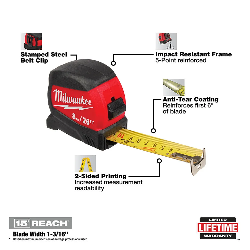 Milwaukee 48-22-0425 25' Compact Wide Blade Tape Measure