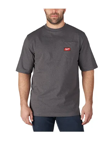 Milwaukee 601G-XL Heavy Duty Pocket T-Shirt (601), Short Sleeve, Gray, XL