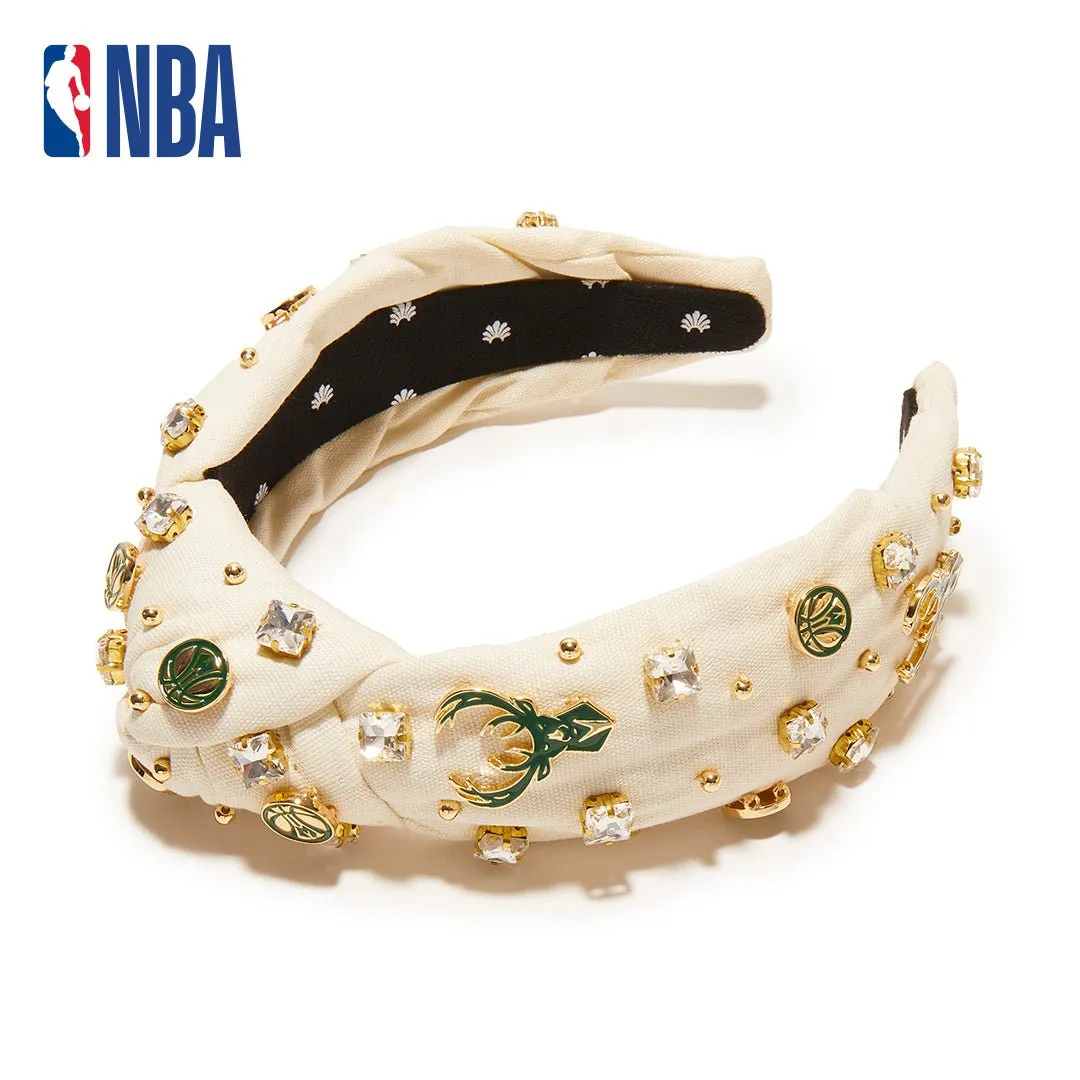 MILWAUKEE BUCKS LELE SADOUGHI / NBA IVORY EMBELLISHED KNOTTED HEADBAND