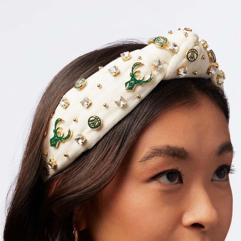 MILWAUKEE BUCKS LELE SADOUGHI / NBA IVORY EMBELLISHED KNOTTED HEADBAND