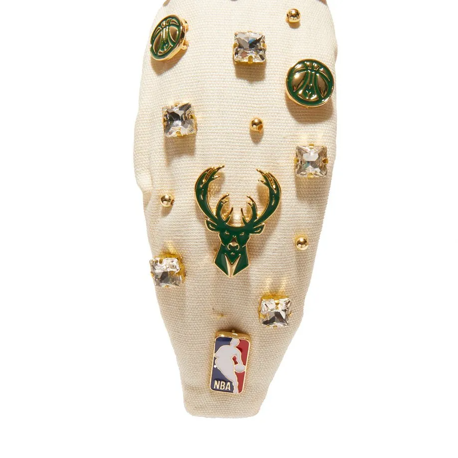 MILWAUKEE BUCKS LELE SADOUGHI / NBA IVORY EMBELLISHED KNOTTED HEADBAND