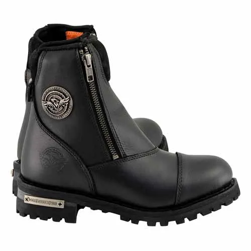 Milwaukee Leather MBM102 Men's Black Smooth Double Sided Zipper Entry Motorcycle Leather Boots