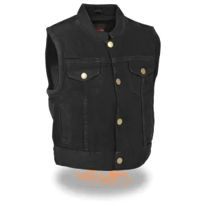 Milwaukee Leather MDK3920 Kids Black Denim Club Style Snap Front Vest