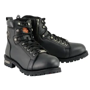 Milwaukee Leather Men's Black Leather Lace-Up Motorcycle Rider Boots