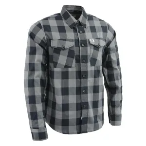 Milwaukee Leather Men's Flannel Plaid Shirt Black and Grey Long Sleeve Cotton Button Down Shirt MNG11630