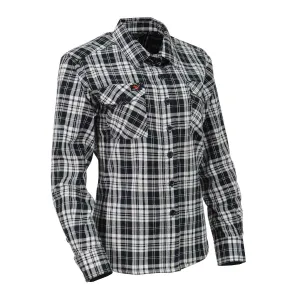 Milwaukee Leather MNG21615 Women's Black and White Long Sleeve Cotton Flannel Shirt