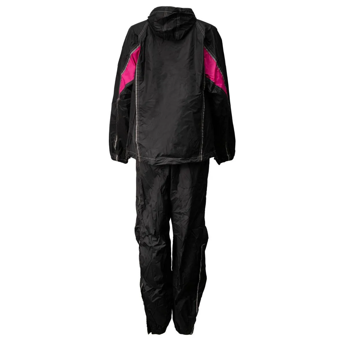 Milwaukee Leather MPL9607 Women's Black and Fuchsia Water Resistant Rain Suit w/ Reflective Material and Hoodie