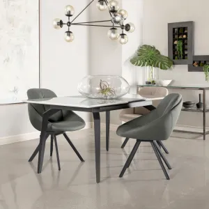 Mina Rectangular Dining Table Grey Ceramic and Sandy Black