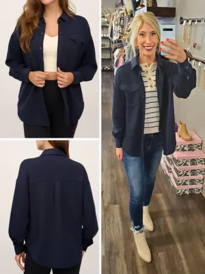 Mindie So-Soft Shacket - Navy