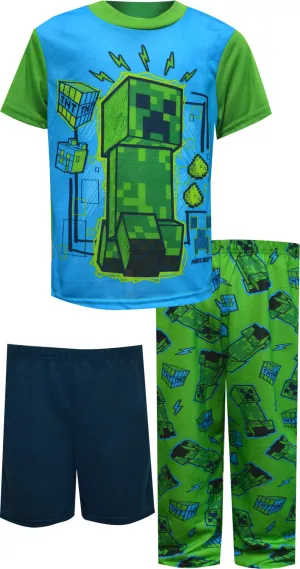 Minecraft Creeper Madness 3 Piece Pajamas