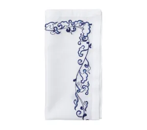 Ming Border Napkin in White & Navy, Set of 4