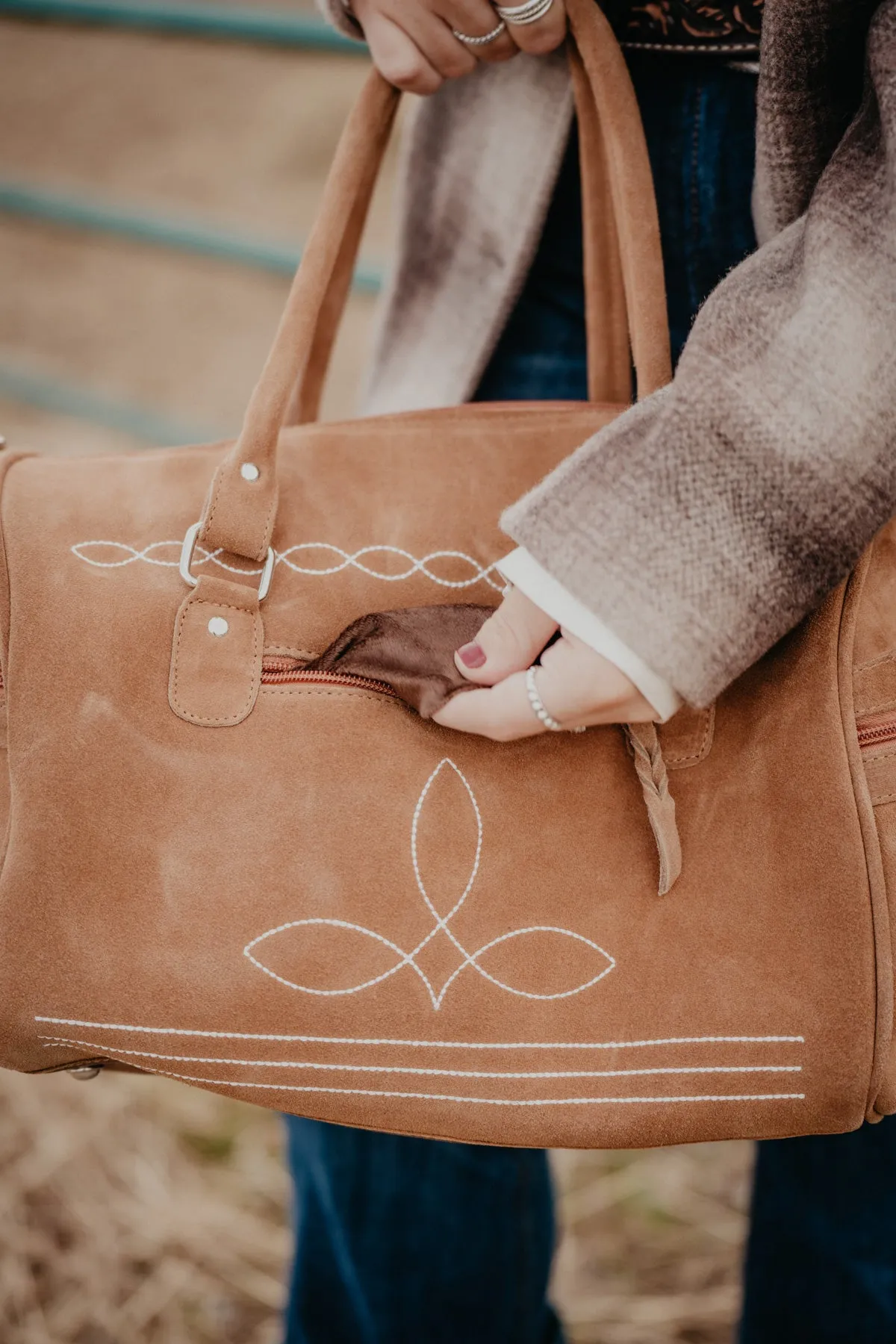 Mini Boot Stitch Tan Duffle Bag