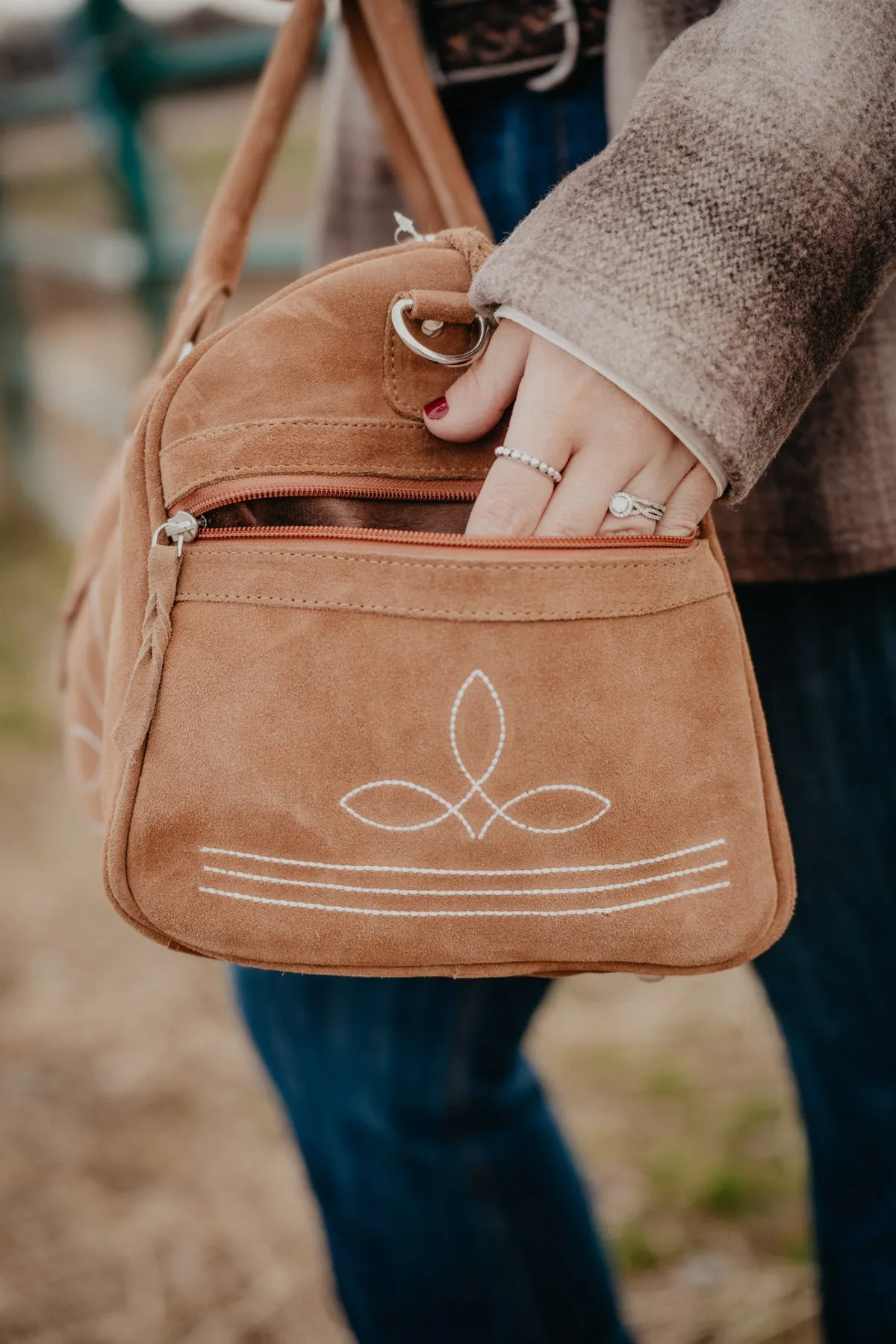 Mini Boot Stitch Tan Duffle Bag