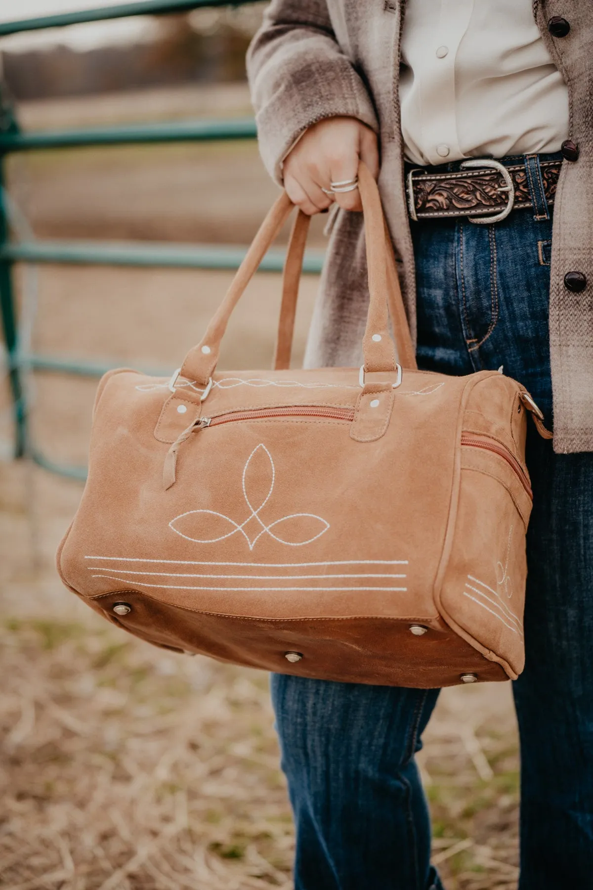 Mini Boot Stitch Tan Duffle Bag