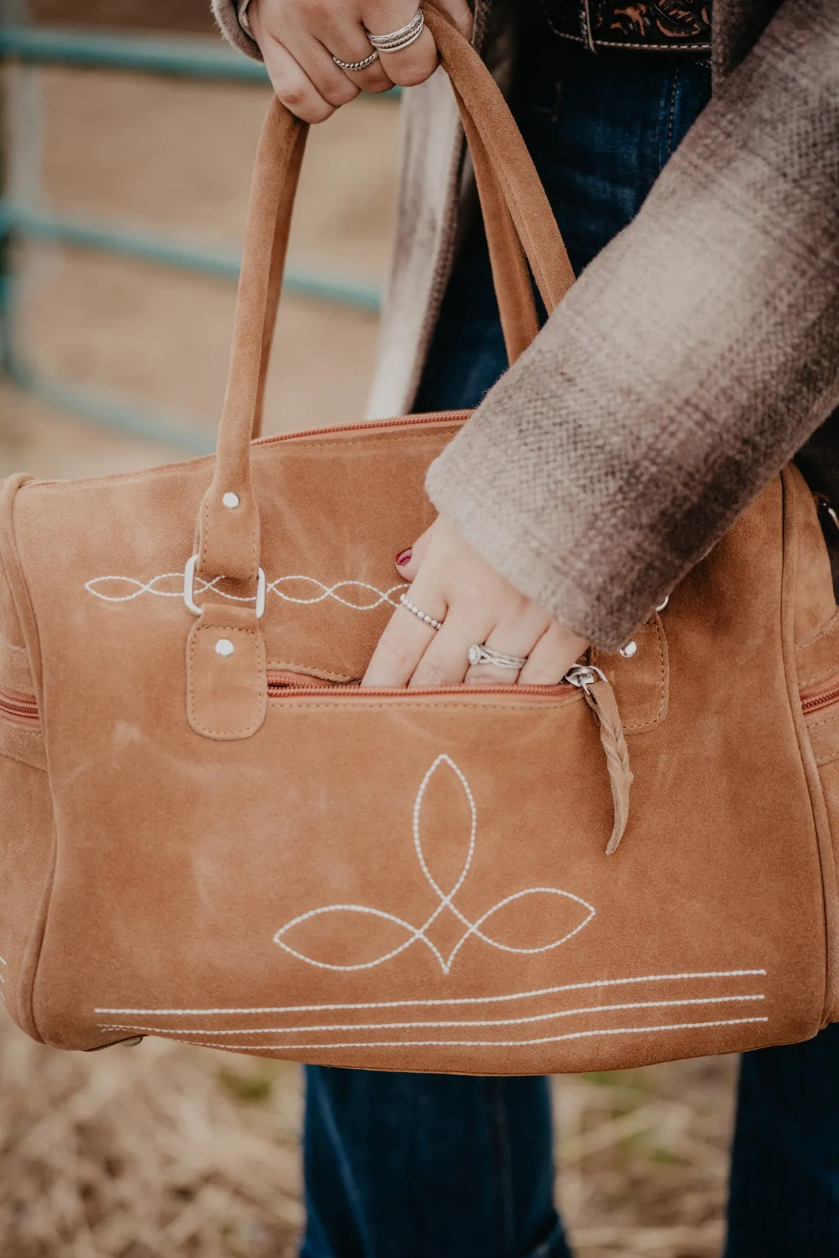 Mini Boot Stitch Tan Duffle Bag