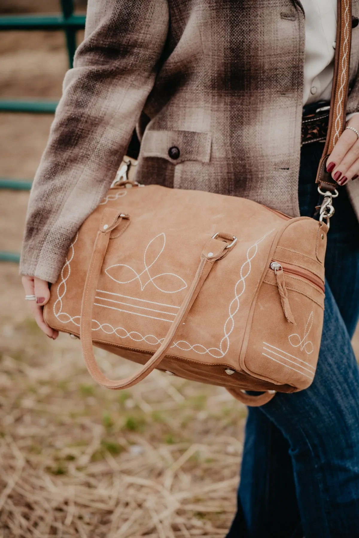 Mini Boot Stitch Tan Duffle Bag