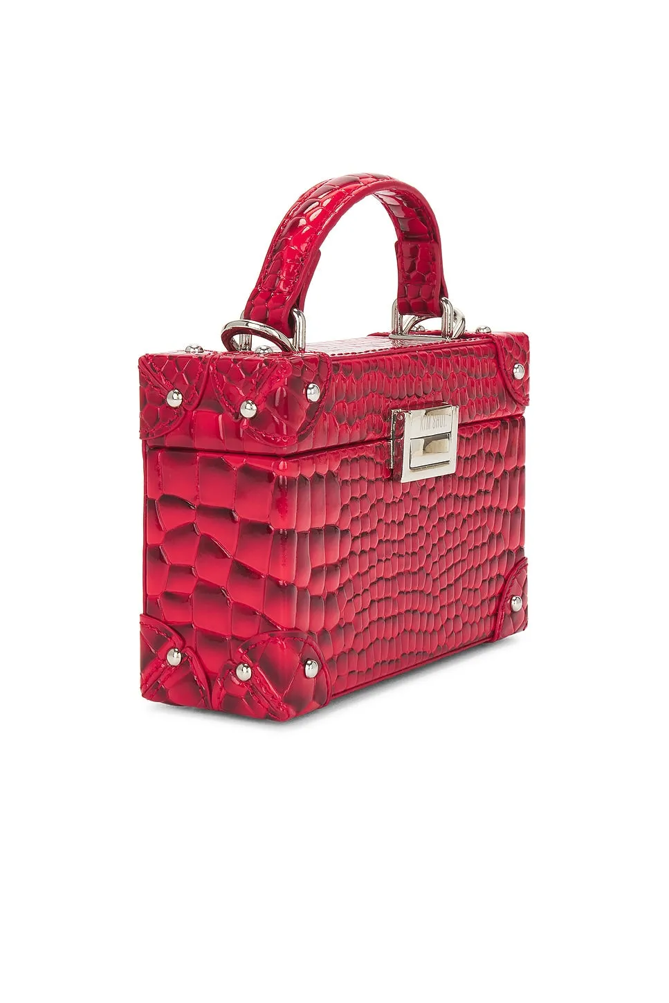 Mini BOX BAG IN RED CROC