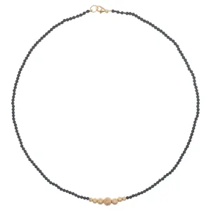 Mini Bubbles Necklace - Onyx and Dazzle Gold Beads