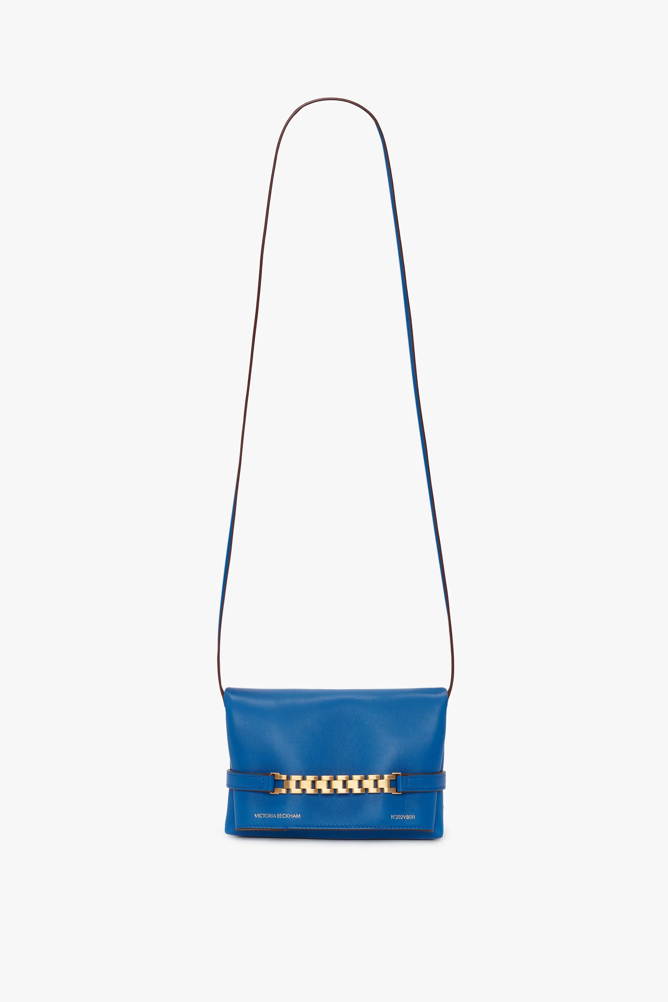 Mini Chain Pouch Bag With Long Strap In Sapphire Blue