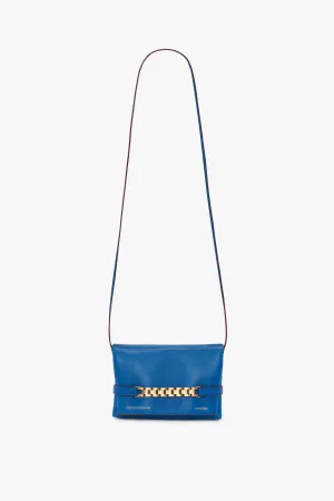 Mini Chain Pouch Bag With Long Strap In Sapphire Blue