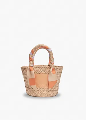 Mini Clementine Straw Scarf Tote Bag