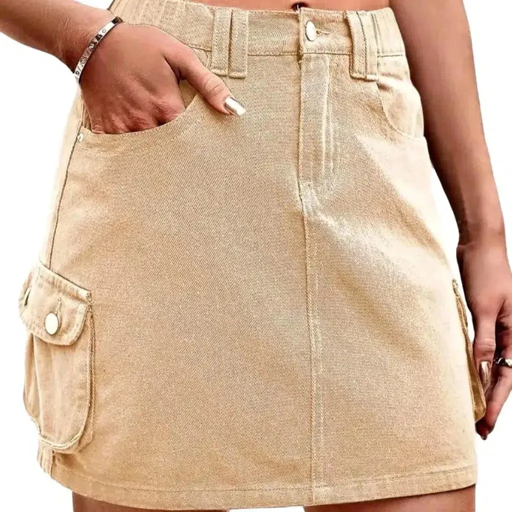 Mini color denim skirt
 for ladies