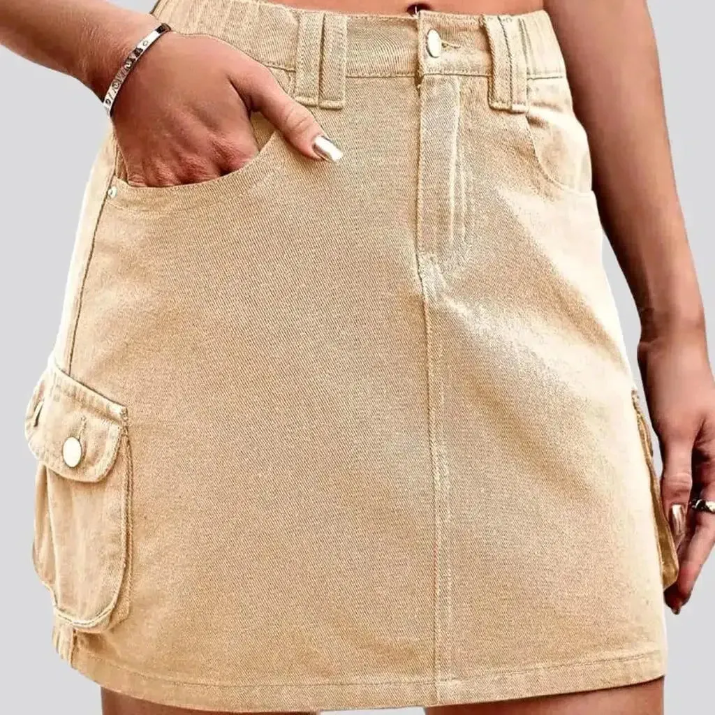 Mini color denim skirt
 for ladies