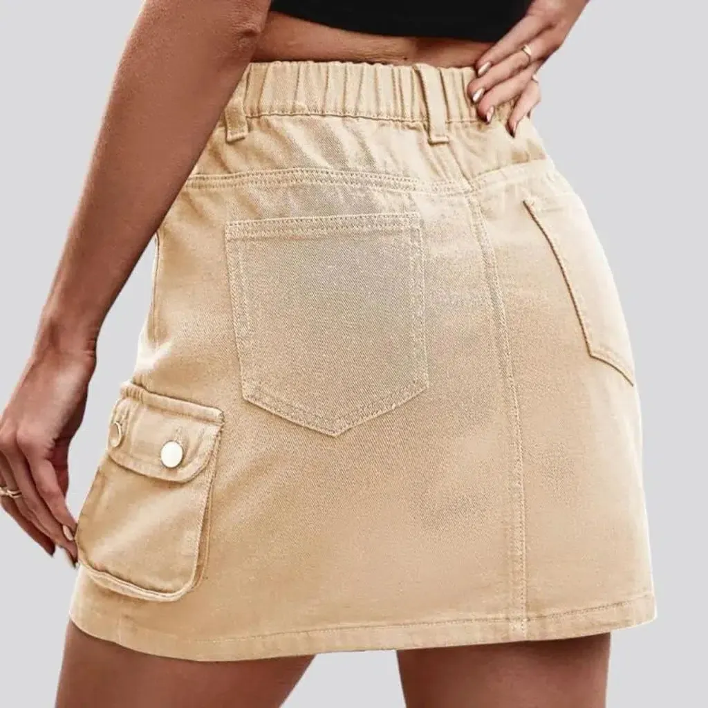 Mini color denim skirt
 for ladies