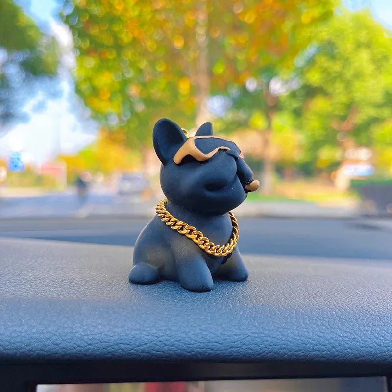 Mini Fancy Bulldog Car Console Decor